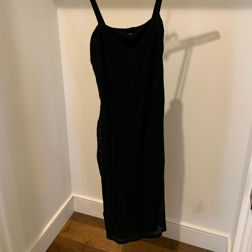 Express black ribbed midi dress